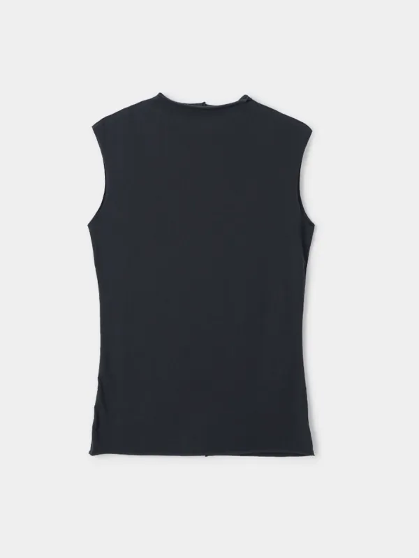 3rd /Mock Neck Thin Sleeveless Top (charcoal)