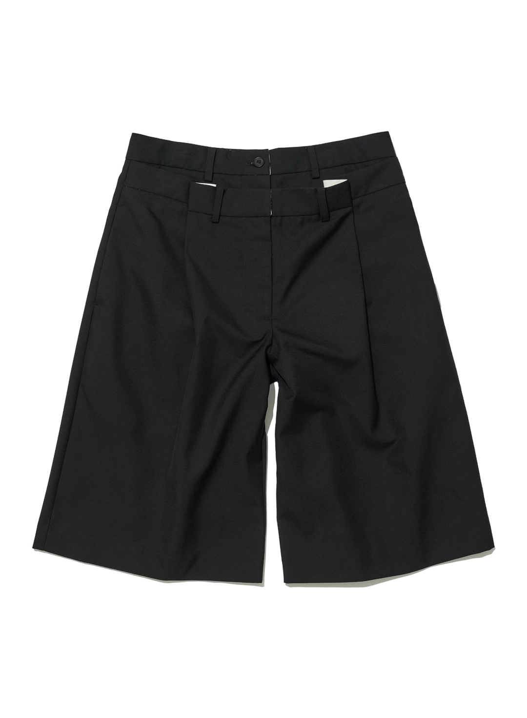 파르티멘토 [WOMEN] DOUBLE-LAYER WAIST BERMUDA PANTS_BLACK 상품 이미지 1
