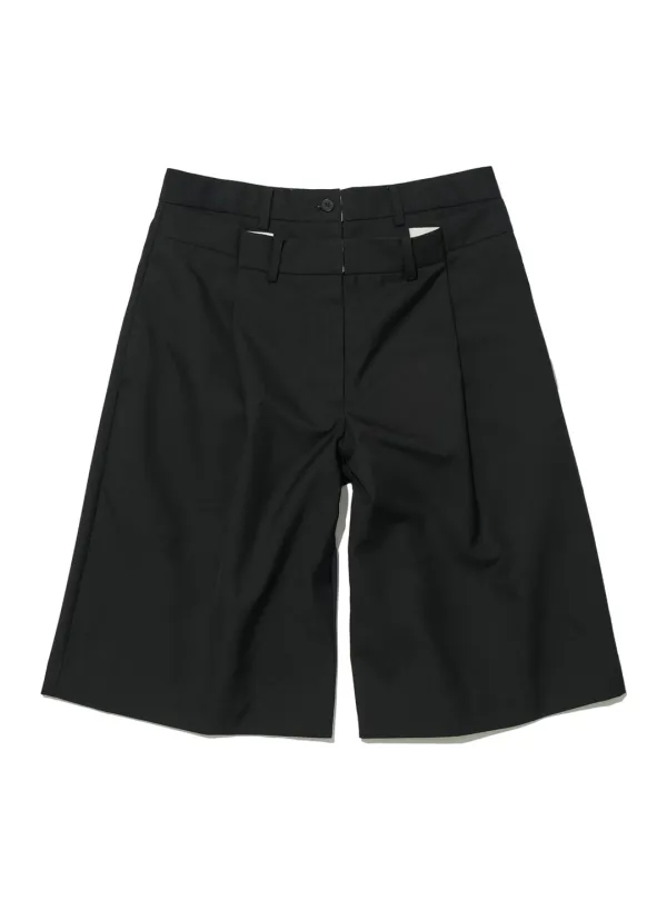 [WOMEN] DOUBLE-LAYER WAIST BERMUDA PANTS_BLACK