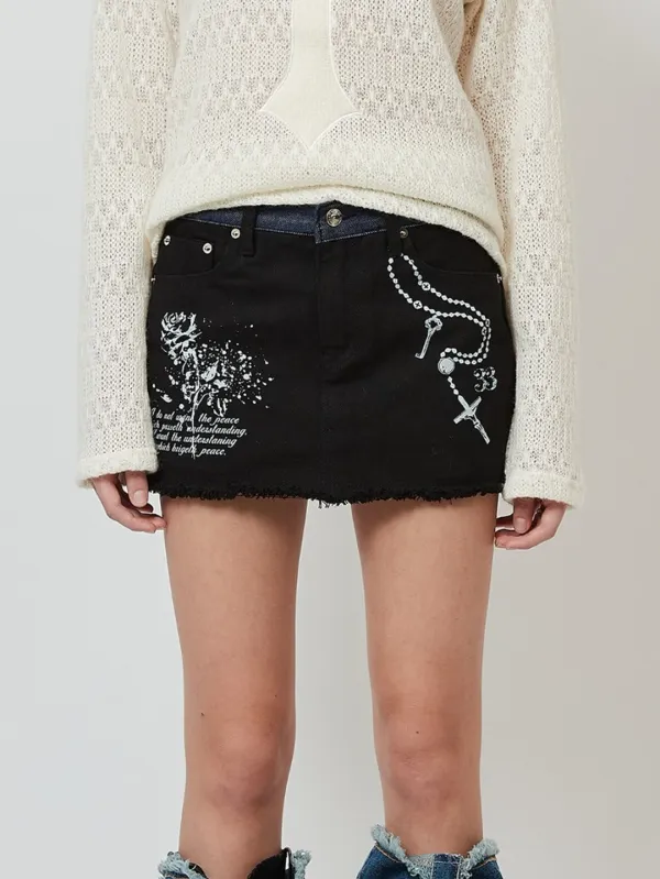[Last one] VINTAGE PRINTED SKIRT PANTS_BLACK