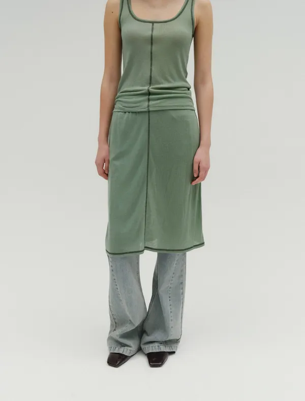 HALF & HALF SKIRT [ASH GREEN]