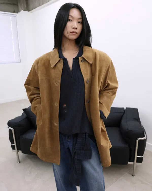 25FW natural suede car coat