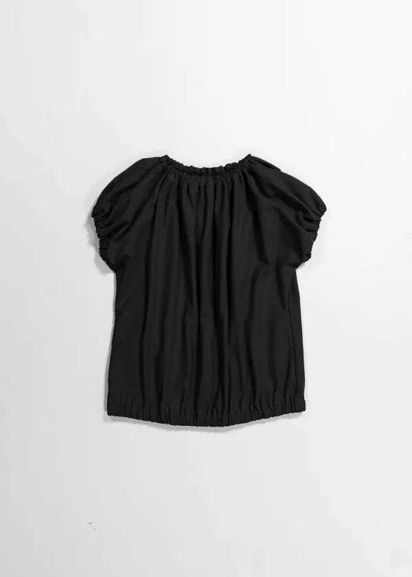 VOLUME SHIRRING TOP - BLACK