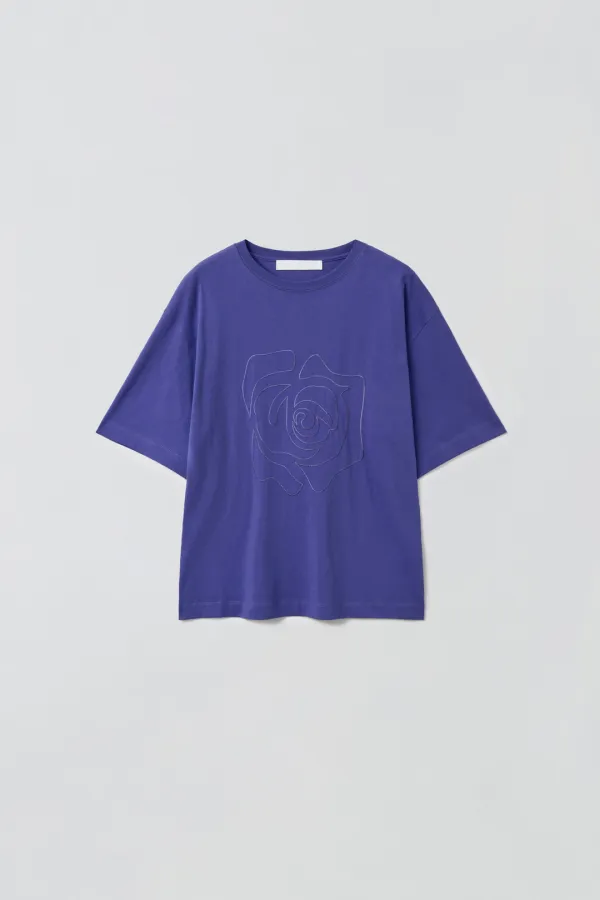 ROSE PATCH T-SHIRT_PURPLE BLUE