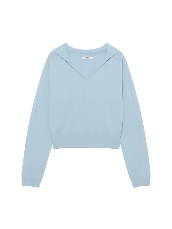 G HUG V-NECK KNIT HOODIE (BABY BLUE)