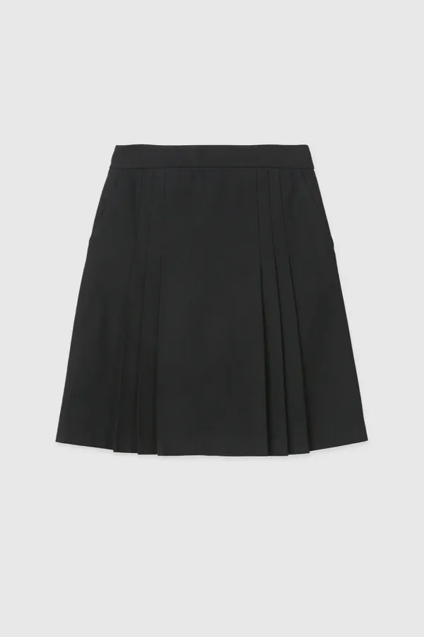바일레 플리츠 미디 스커트 (Black)