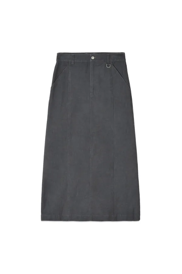WASHED MERMAID LONG SKIRT IN CHARCOAL