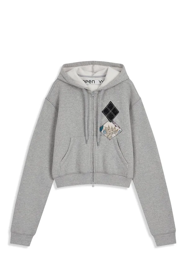 ARGYLE PATCHED HOODIE, GRAY