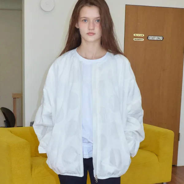 AIRY DOT ZIP UP JACKET WHITE