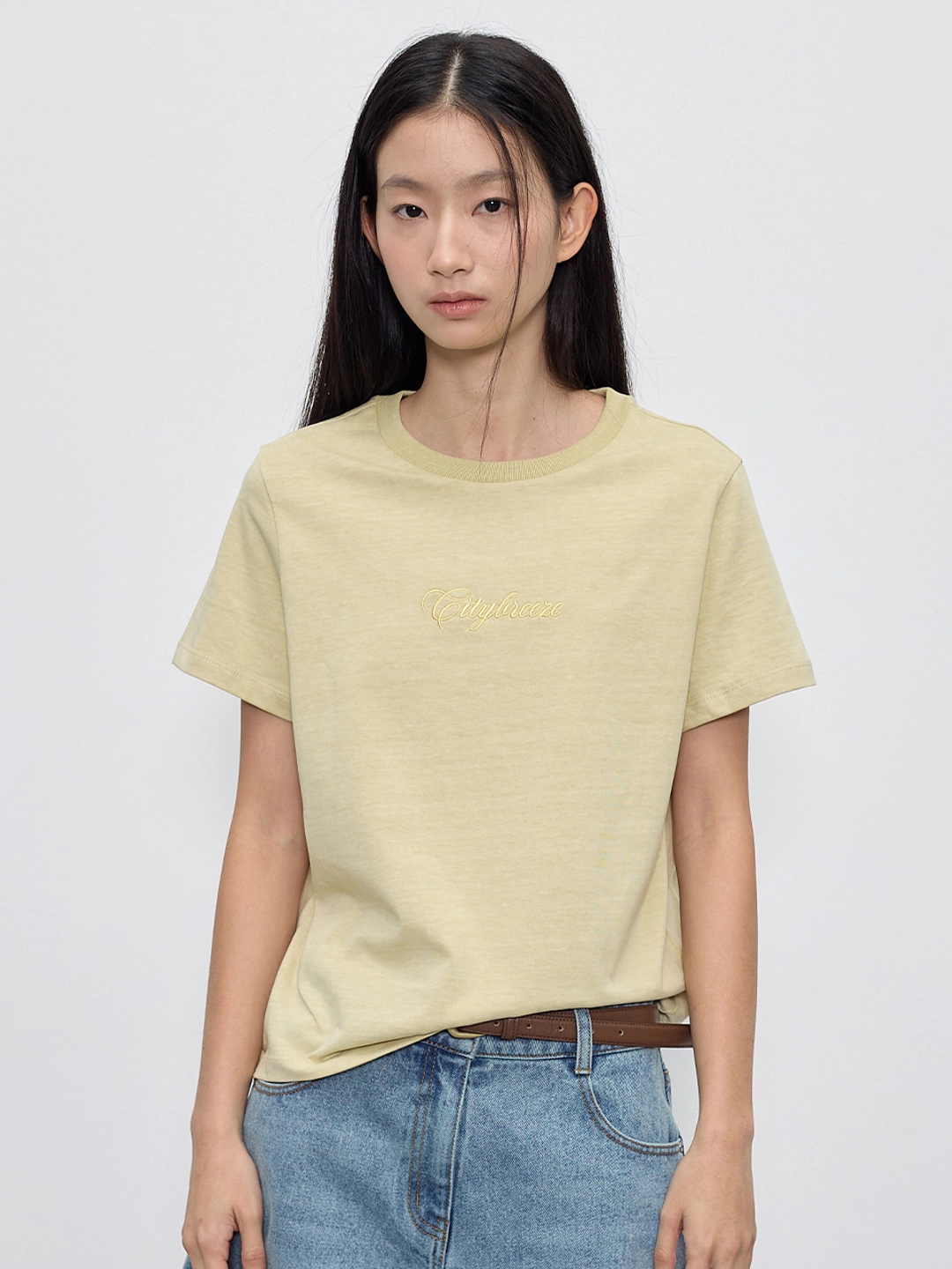 시티브리즈 피그먼트 로고자수 반팔 티셔츠_3COLORS 상품 이미지 2