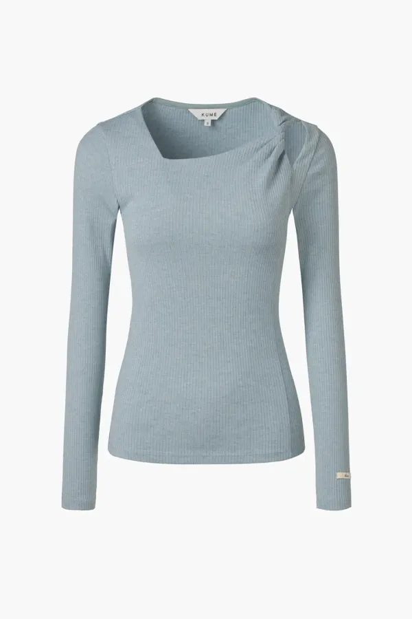 [1st Re-order] Twisted Long Sleeves T-shirt, Sky Blue