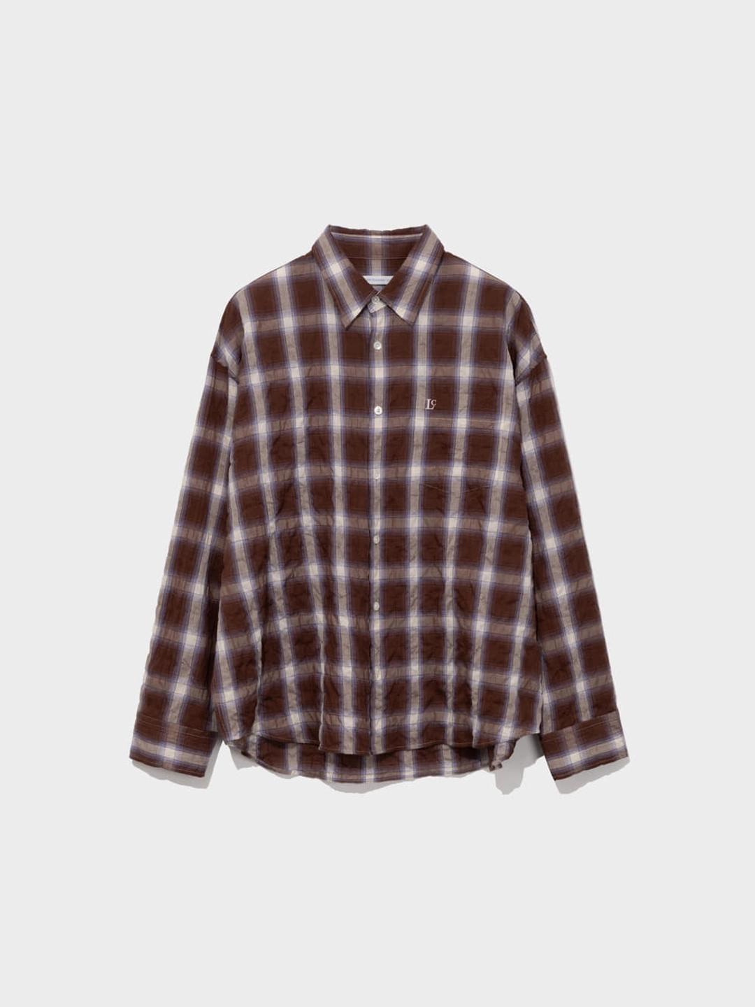 로우클래식 Oversized Lc Sheer Checked Shirt_Brown 상품 이미지 1