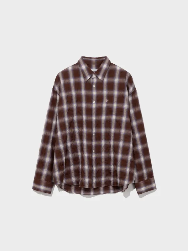 Oversized Lc Sheer Checked Shirt_Brown