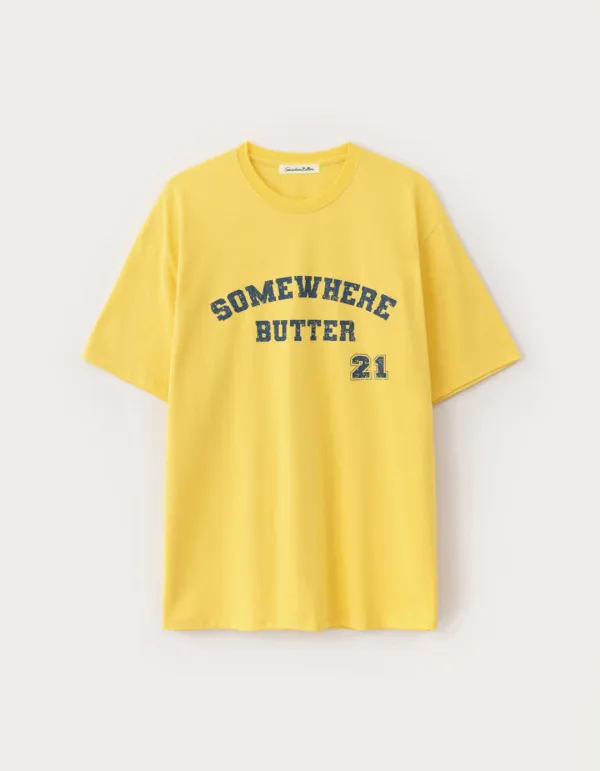 21 Square Logo Over-Fit Top - Yellow