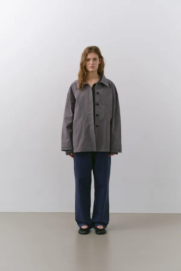 RELAXED POCKET COTTON JACKET, DUSTY GRAY