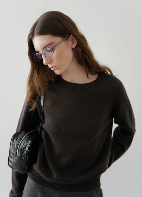 Pure Cashmere Round Knit / Brown