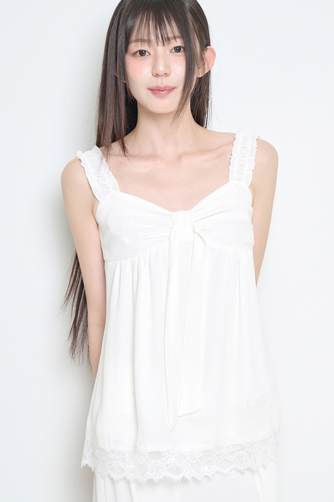 일리고 보우 쉬폰 레이스 슬리브리스 아이보리 상품 이미지 3