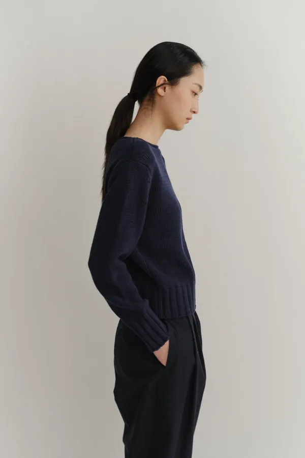 Cotton boat neck knit (4color)
