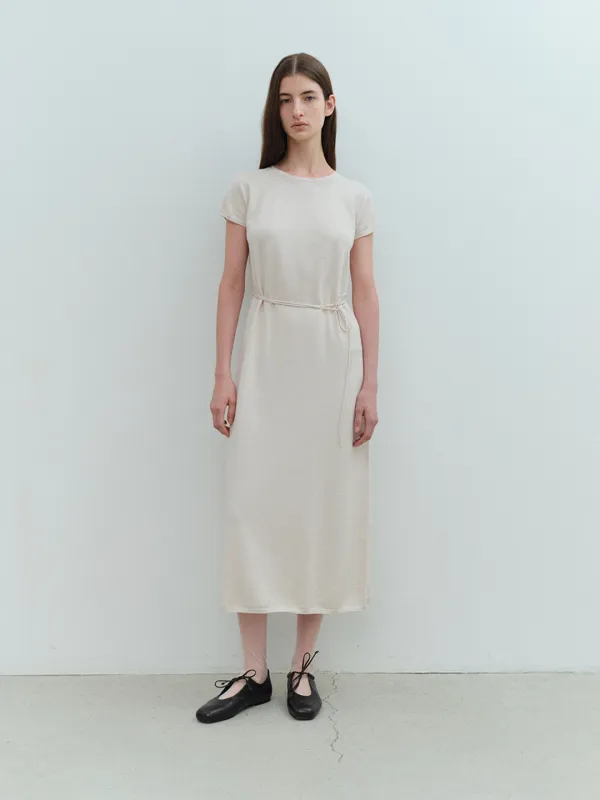 TVS CAP SLEEVE WHOLEGARMENT KNIT DRESS_IVORY