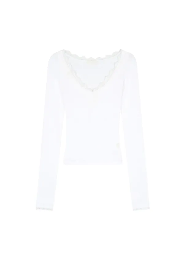 Camille Basic Lace Top, White