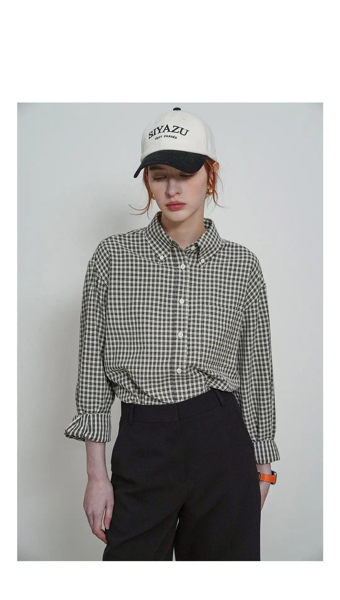 시야쥬 SITP5176 루즈 핏 클래식 체크 셔츠_Black check 상품 이미지 2