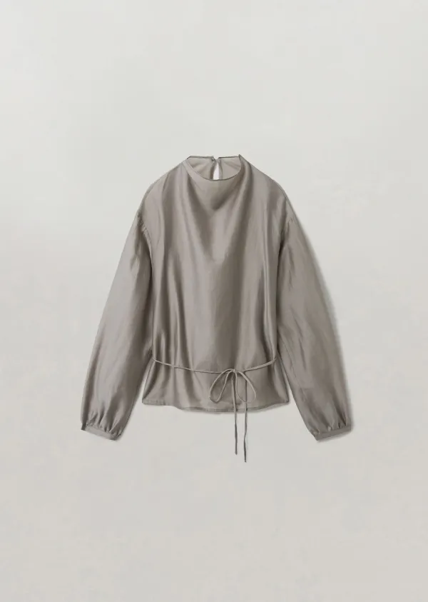 COWL-NECK DRAPE BLOUSE (ash gray)