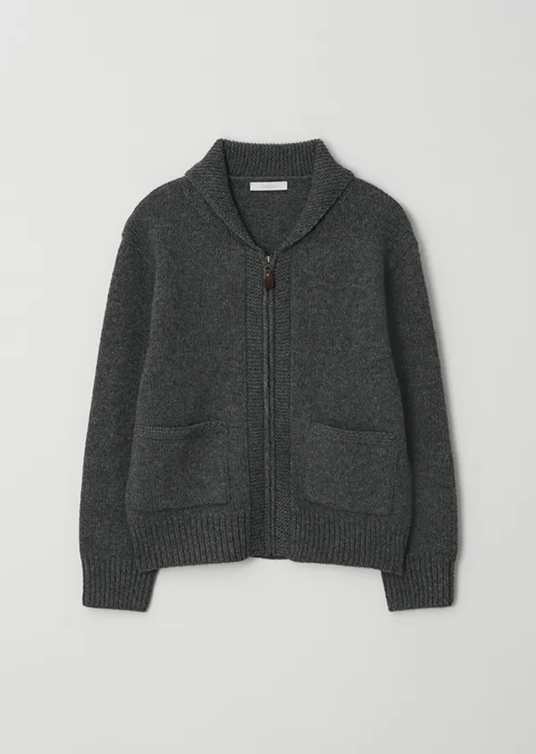 merino wool knit zip-up-charcoal
