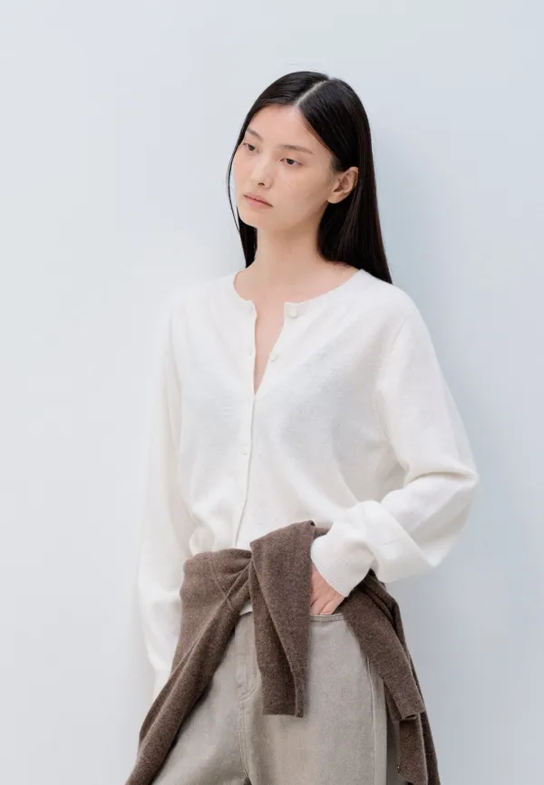 CASHMERE WHOLEGARMENT CARDIGAN_IVORY
