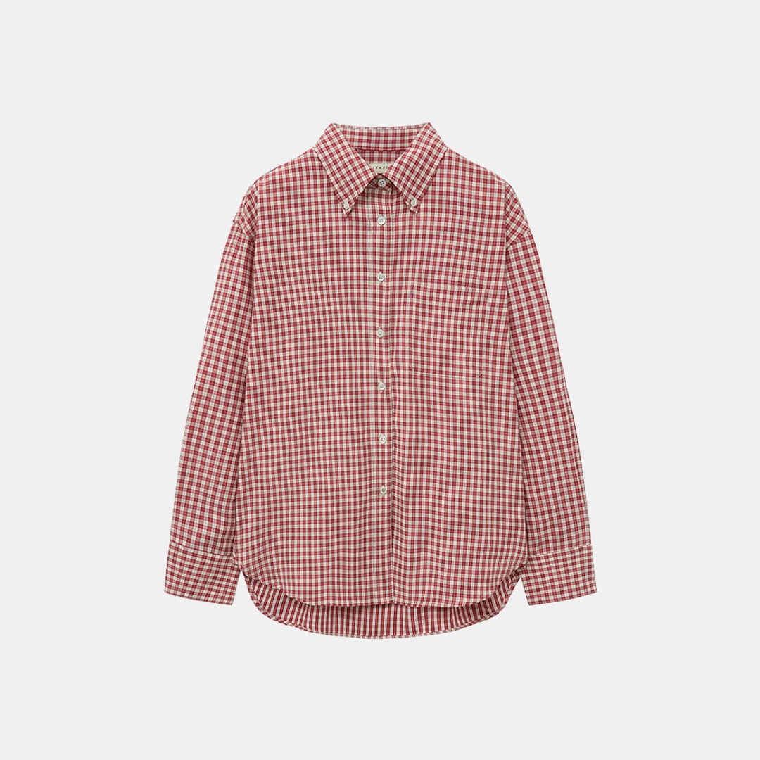 시야쥬 SITP5176 루즈 핏 클래식 체크 셔츠_Red check 상품 이미지 1