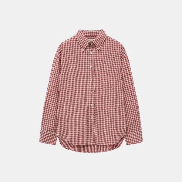 SITP5176 루즈 핏 클래식 체크 셔츠_Red check