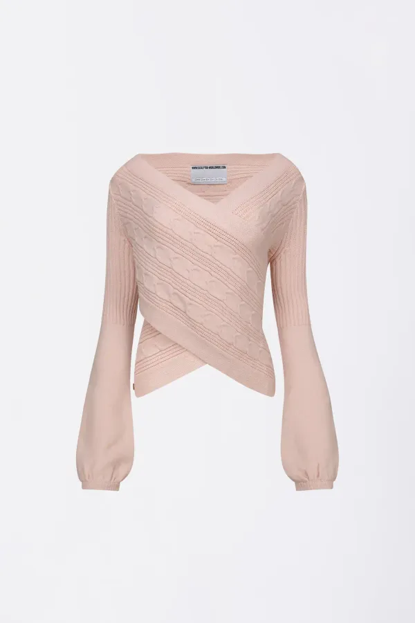 Cable Wrap Shrug Pink