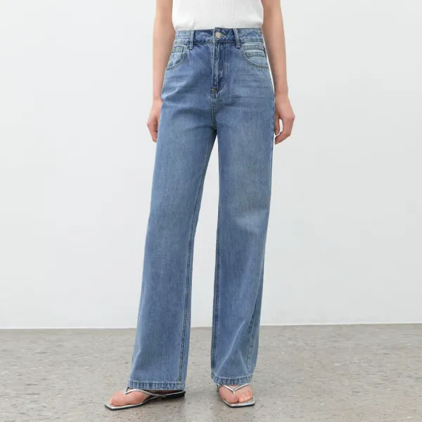 (X-PT-5679)LOOSE STRAIGHT DENIM PANTS