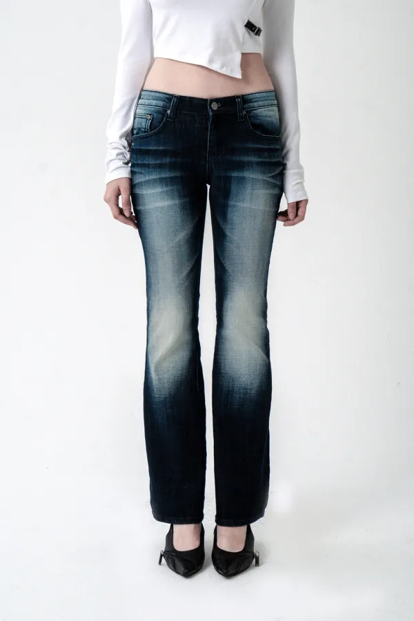 NIGHT WASHING DENIM PANTS DEEP BLUE