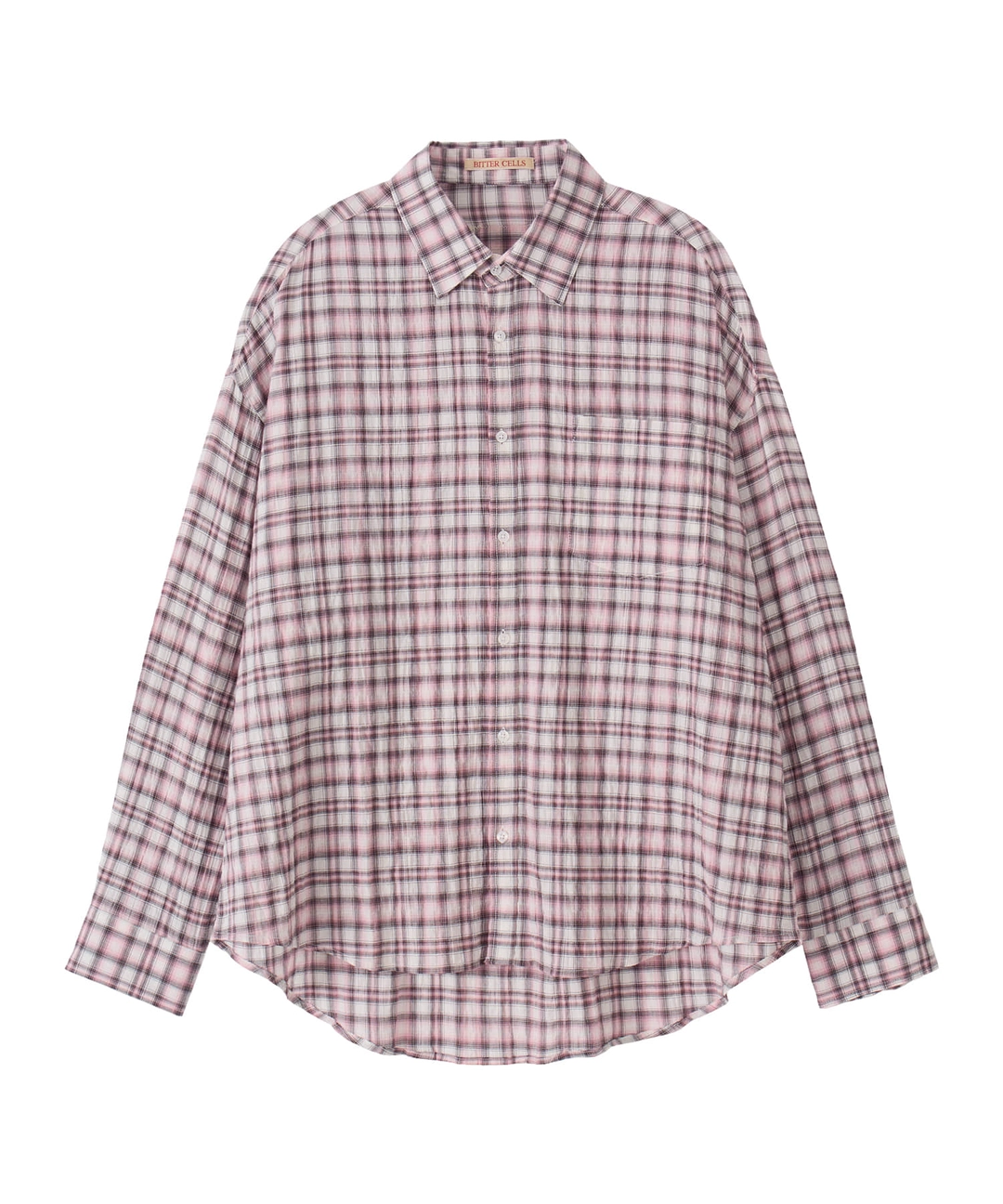 비터셀즈 Oversized Blurry Check Shirt-Pink 상품 이미지 1