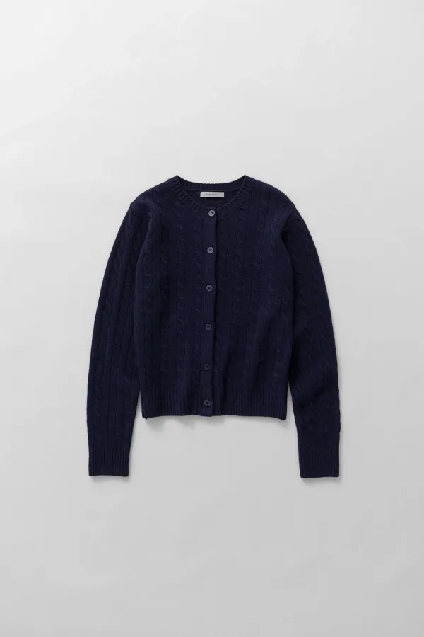 cable cardigan (navy)