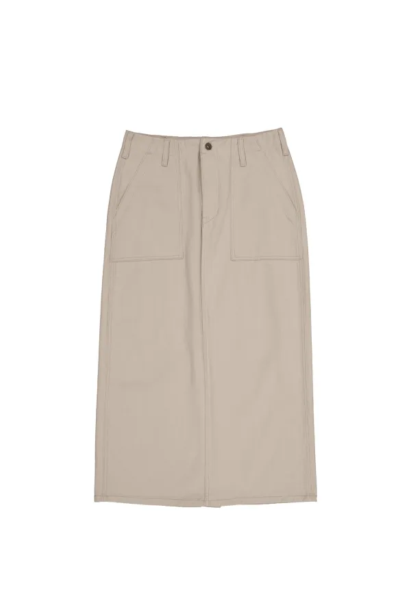 (1st) Safari Long Skirt (Light Beige)