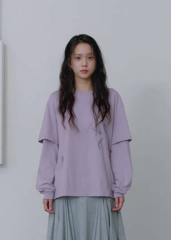 [10/7 예약배송] Layered Long Sleeve Tee_Light Purple
