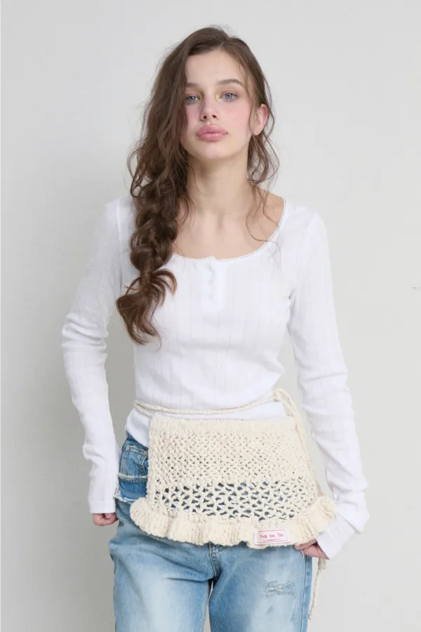 FRILL LAYERED KNIT SKIRT (CREAM)