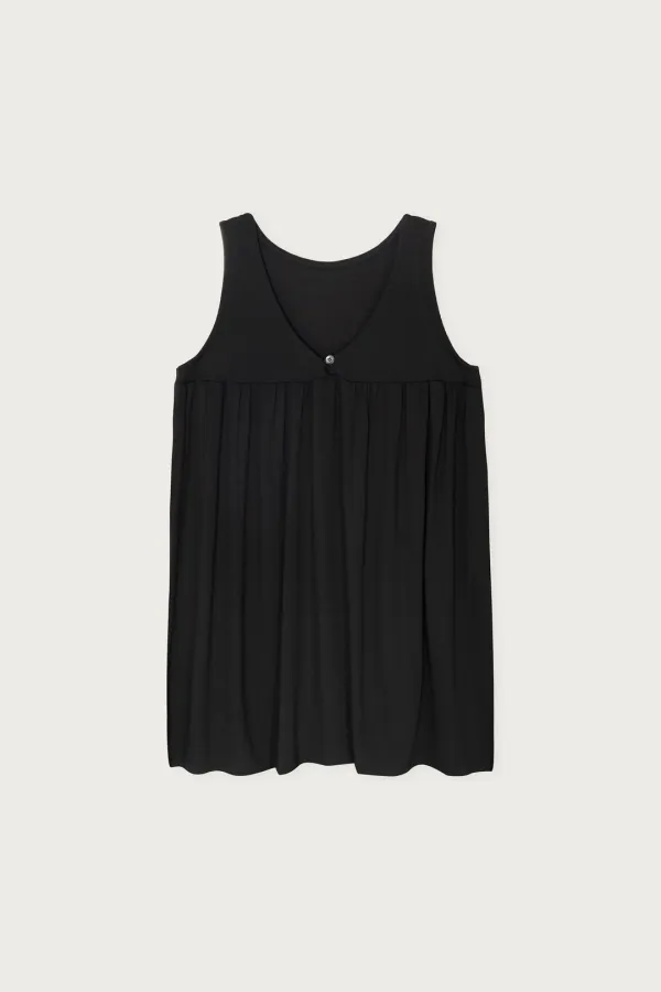 SHIRRING SLEEVELESS TOP BLACK