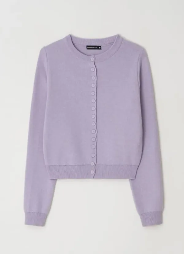 BUTTON UP KNIT CARDIGAN SOFT PURPLE