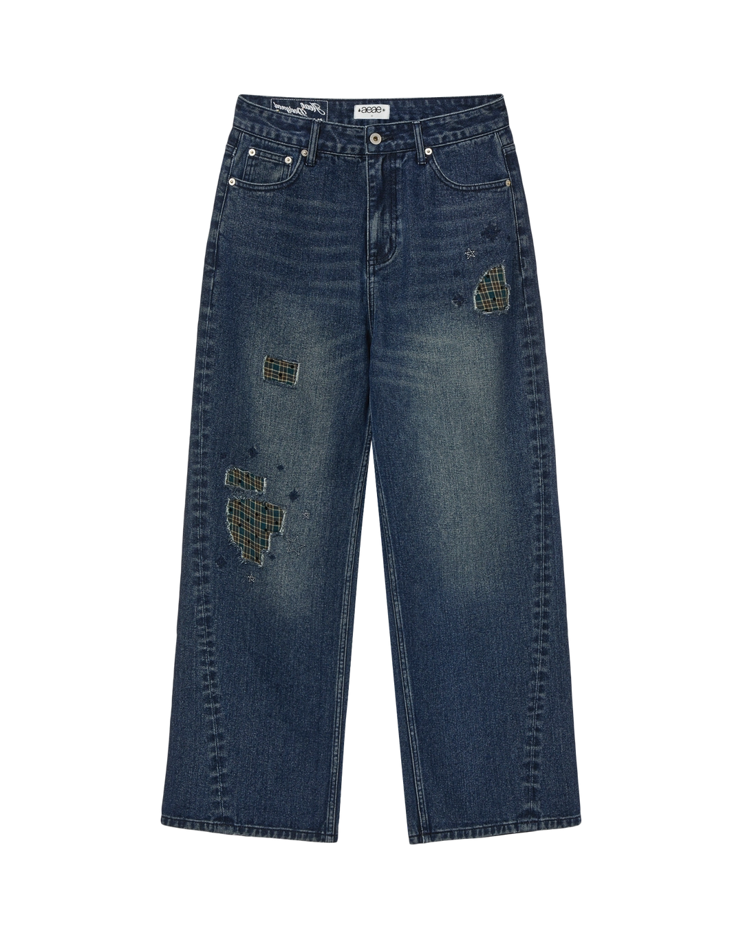 에이이에이이 CHECK PATCHWORK DENIM PANTS [ASH BLUE] 상품 이미지 3