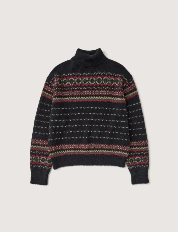 Maya Turtleneck Jacquard Knit (Black)
