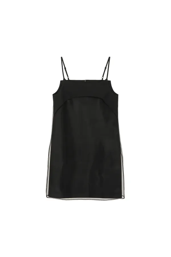 Organza Layered Dress, Black