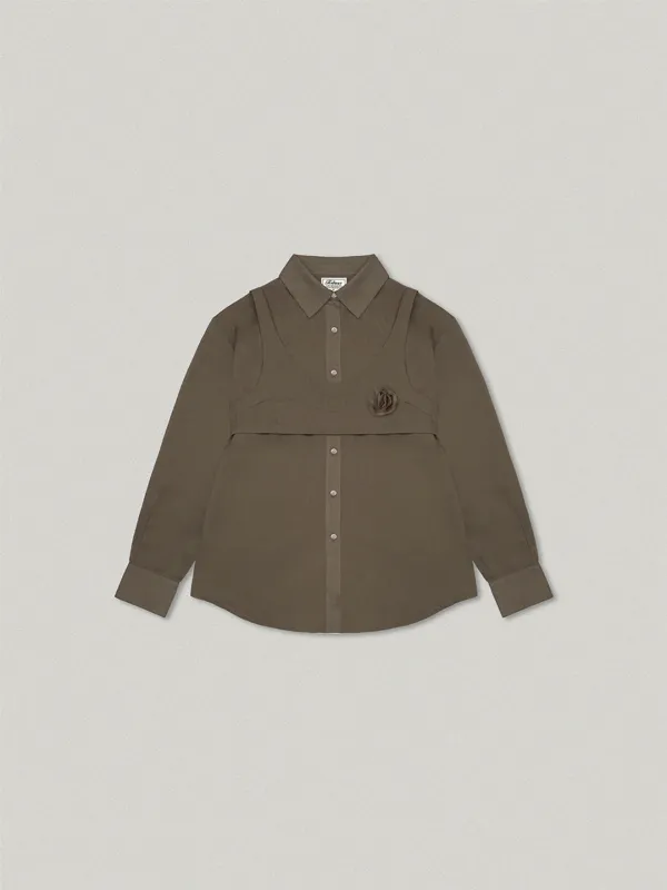 Bustier Layered Blouse - Brown뷔스티에 레이어드 블라우스