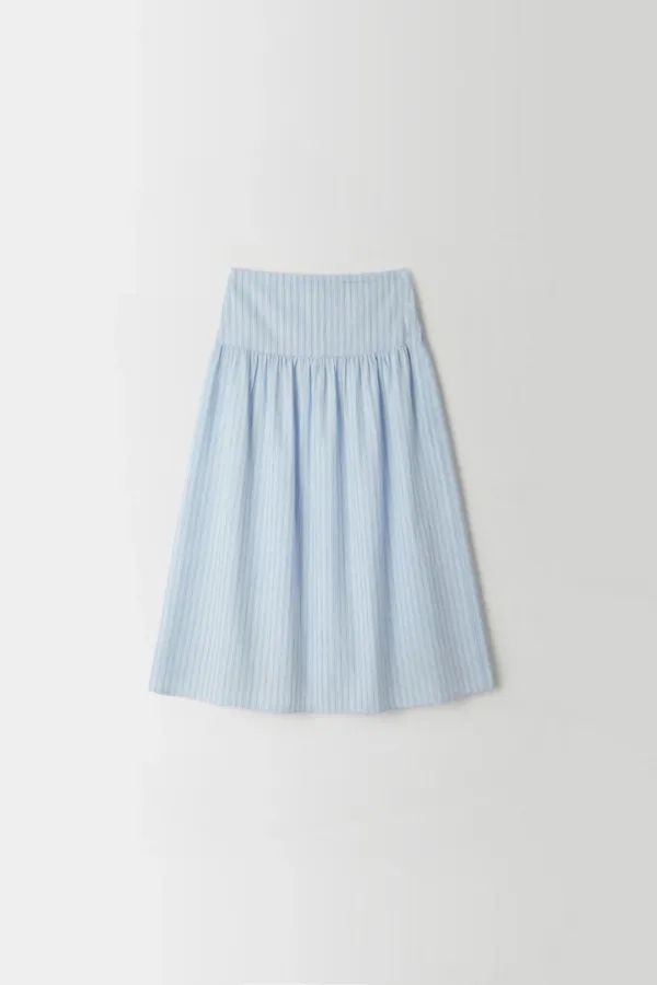 Soft Wave Long Skirt ( Stripe Blue )