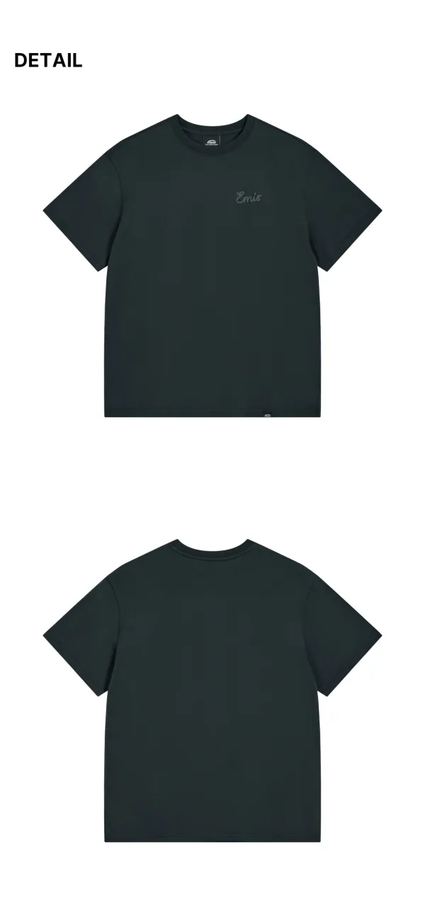CHAIN STITCH LINE LOGO T-SHIRT-NAVY
