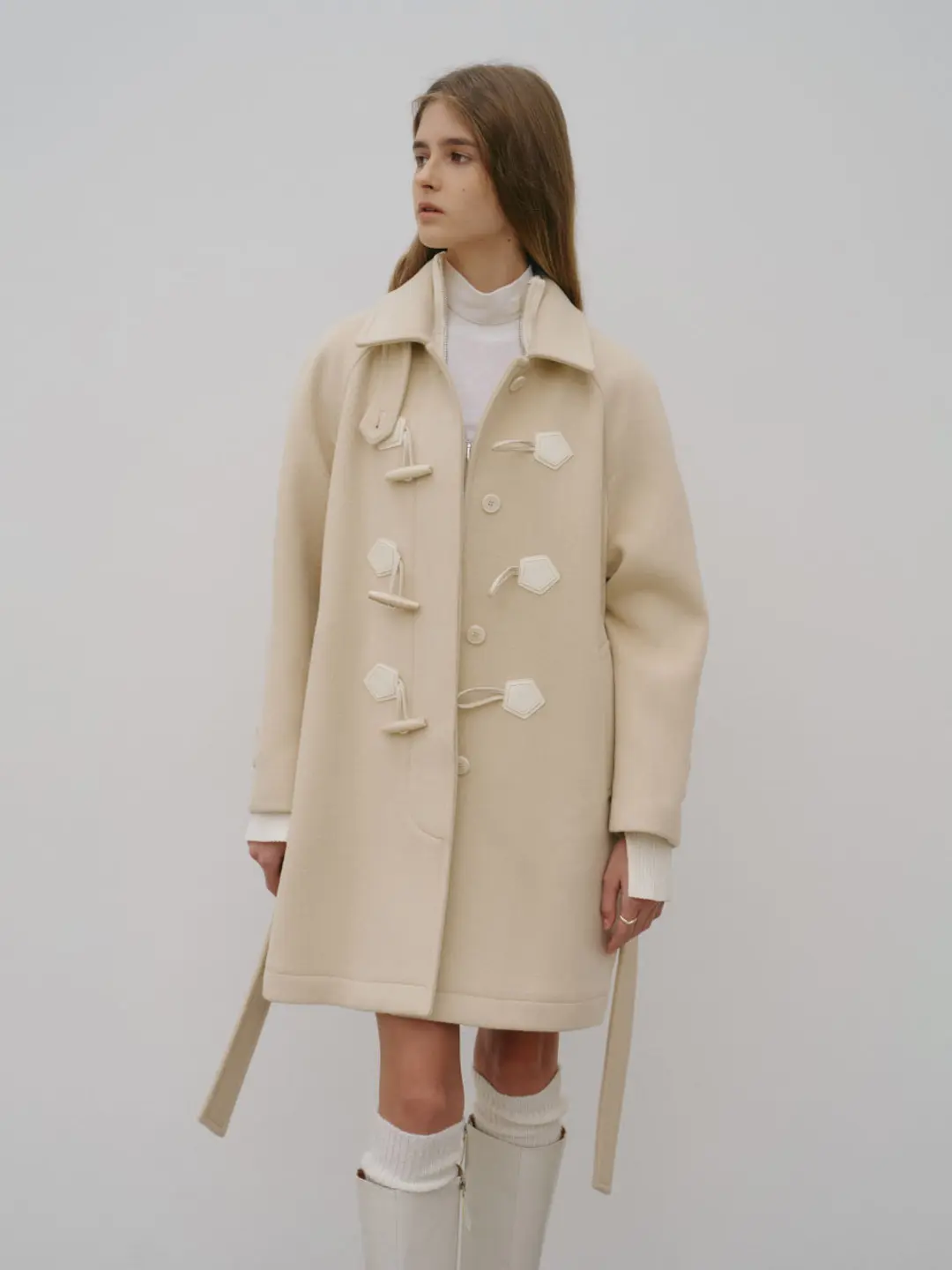 뮤제 [4th] BARCELONA Cashmere Mac Toggle Wool Half Coat_Butter Ivory 상품 이미지 2