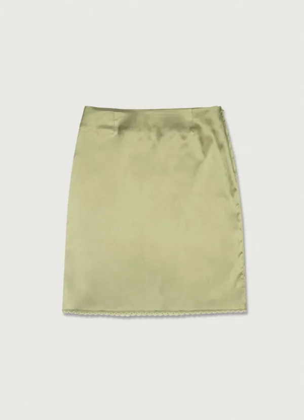 2nd/ Lace Satin Skirt [olive]