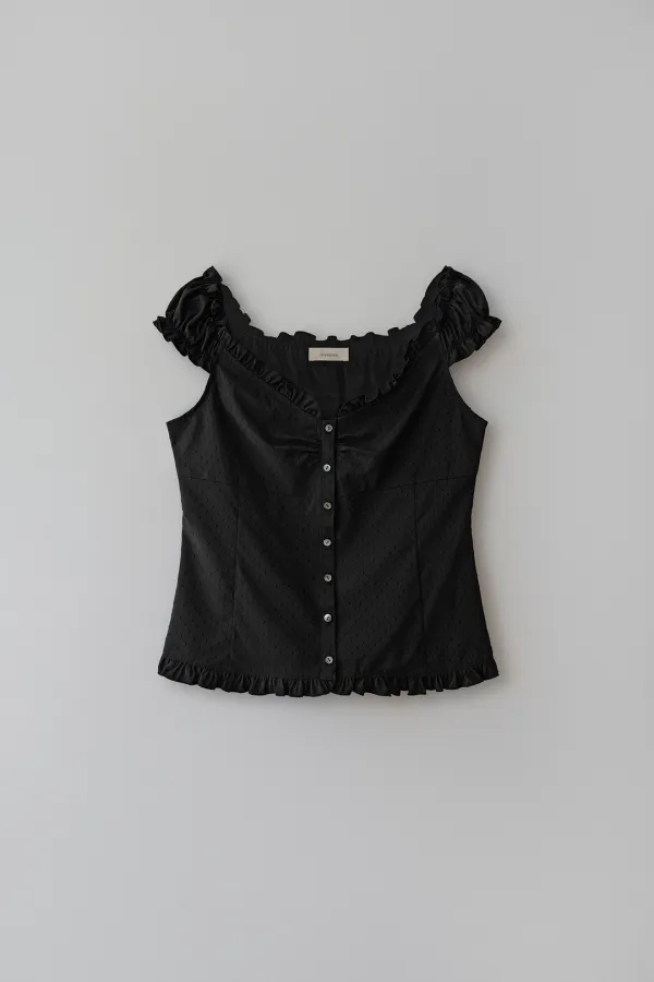 Ella frill blouse (black)