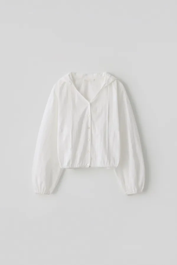 (1st re-stock) T/T Stripe hoodie blouse (white)